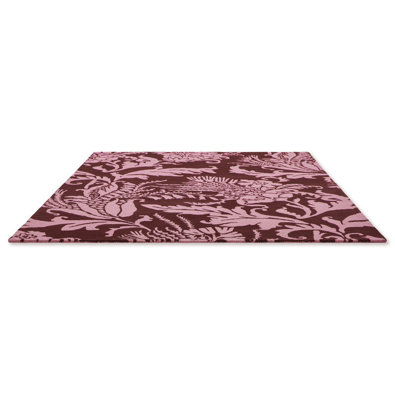 Wool Floral Area Rug in Pink/Purple, Rectangle 6'7" x 9'2"