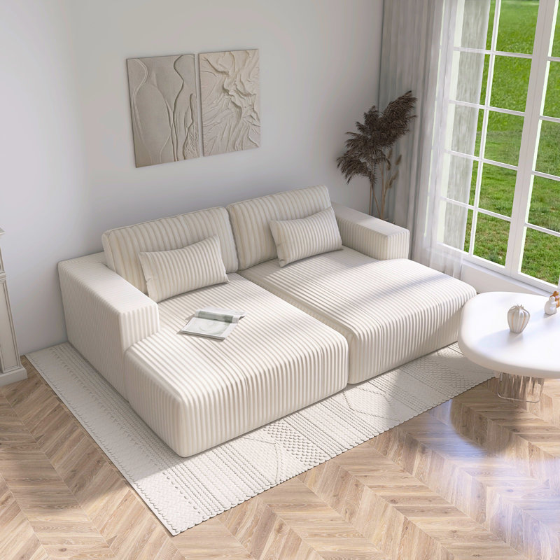 CORDUROY DOUBLE SOFA BED WITH 2 PILLOWS