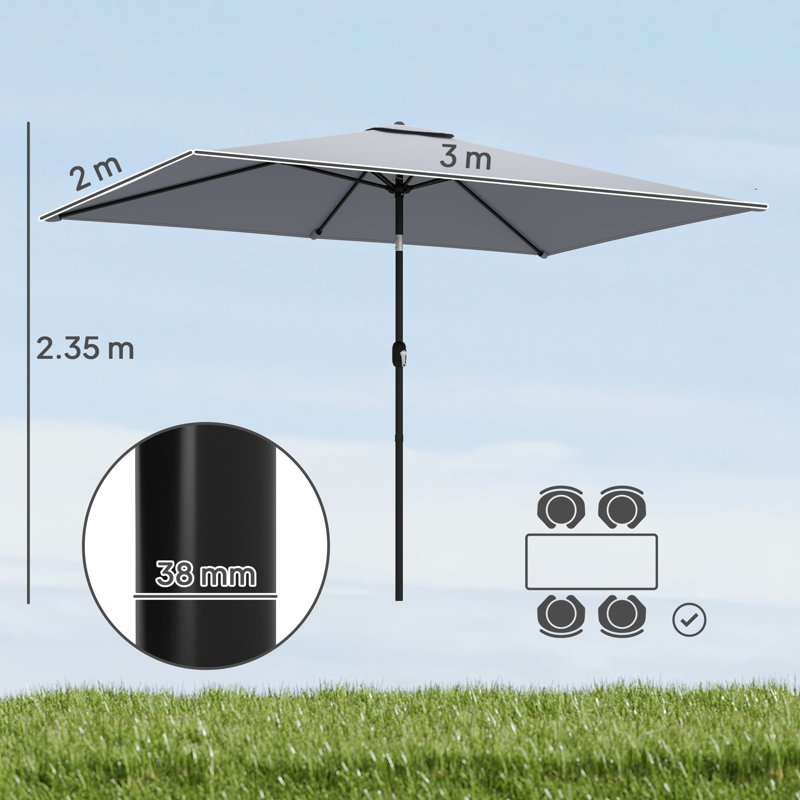 292cm Market Parasol, Light Grey