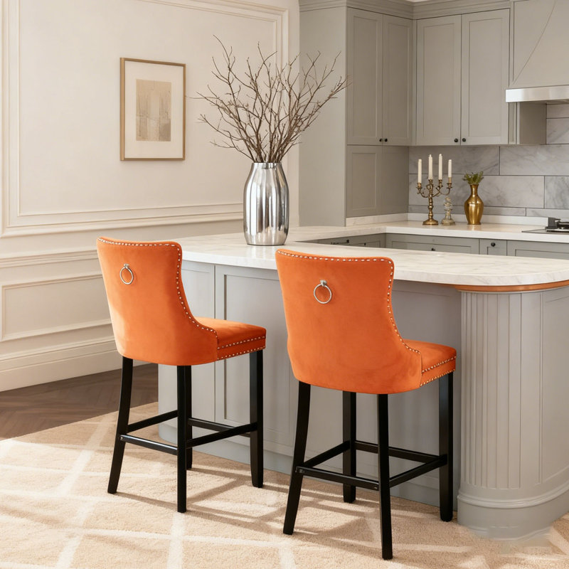 Chaise de salle à manger rembourrée moderne, Orange