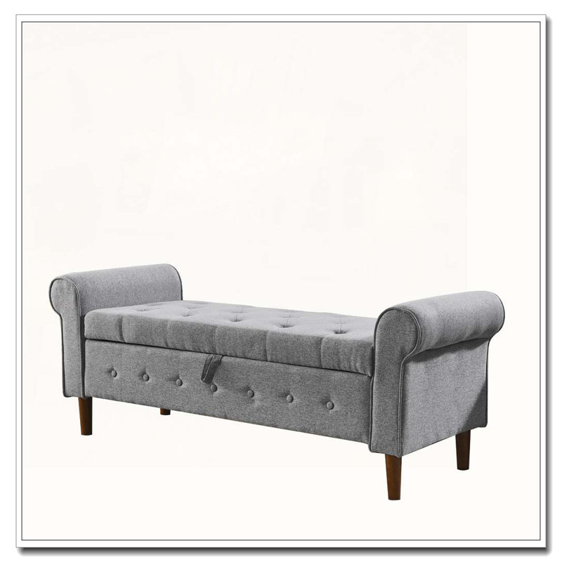 Banc de rangement capitonné, Gris