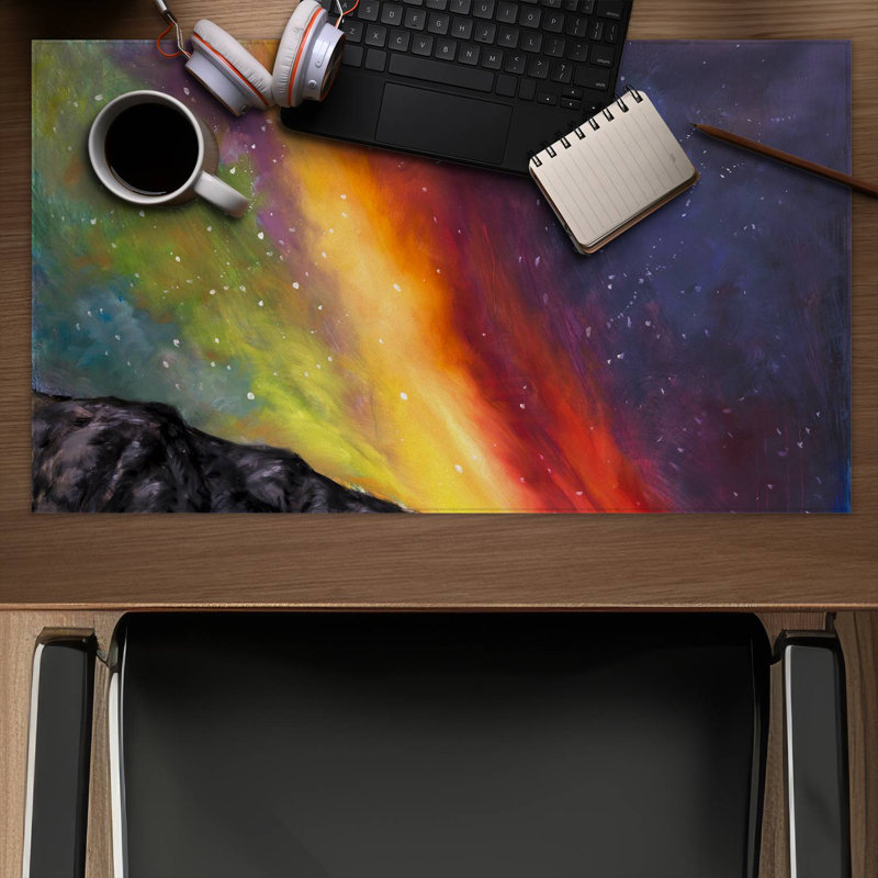 Aurora borealis in the mountain - 14.00"x24.25" Desk mat