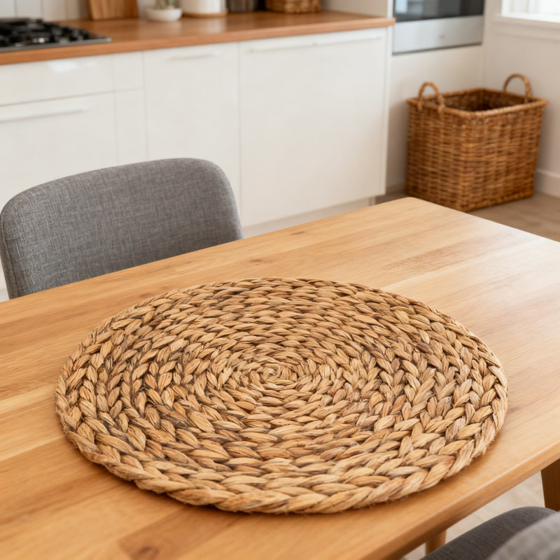 Ensemble de 8 napperons en jacinthe d'eau tissés à la main, résistants à la chaleur et durables, pour la protection et la décoration de la table de salle à manger