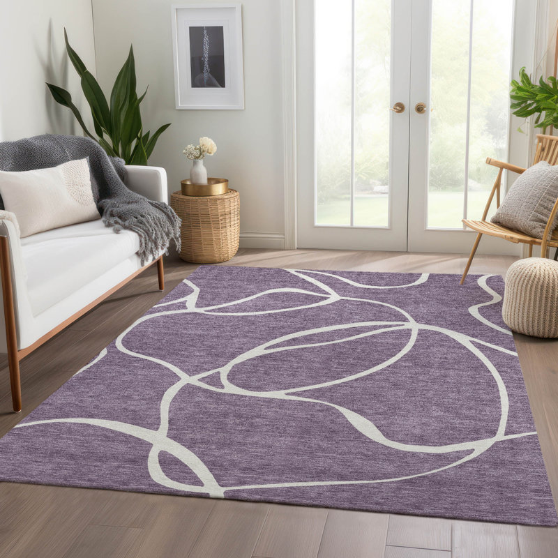 Premium Machine Washable Corum AMF999 Swirls Rug, Rectangle 8' x 10'