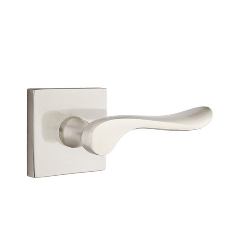 Levier de porte avec rosette Luzern, Nickel satiné, Droite
