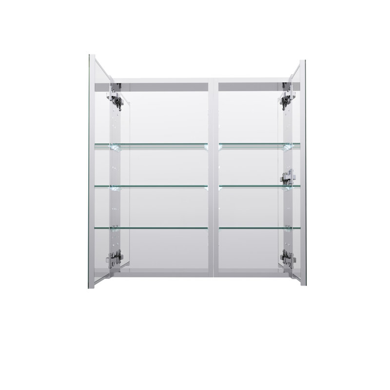 Armoire à pharmacie murale pour salle de bain encastrée ou en surface 30 "avec tablettes réglables en verre