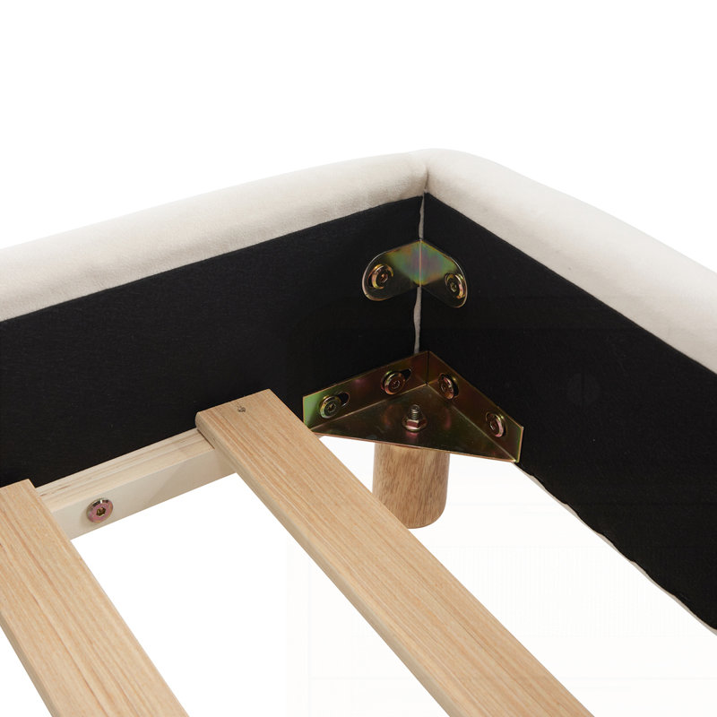Lit plateforme tapissier courbé moderne avec tête de lit arrondie Modern, Beige