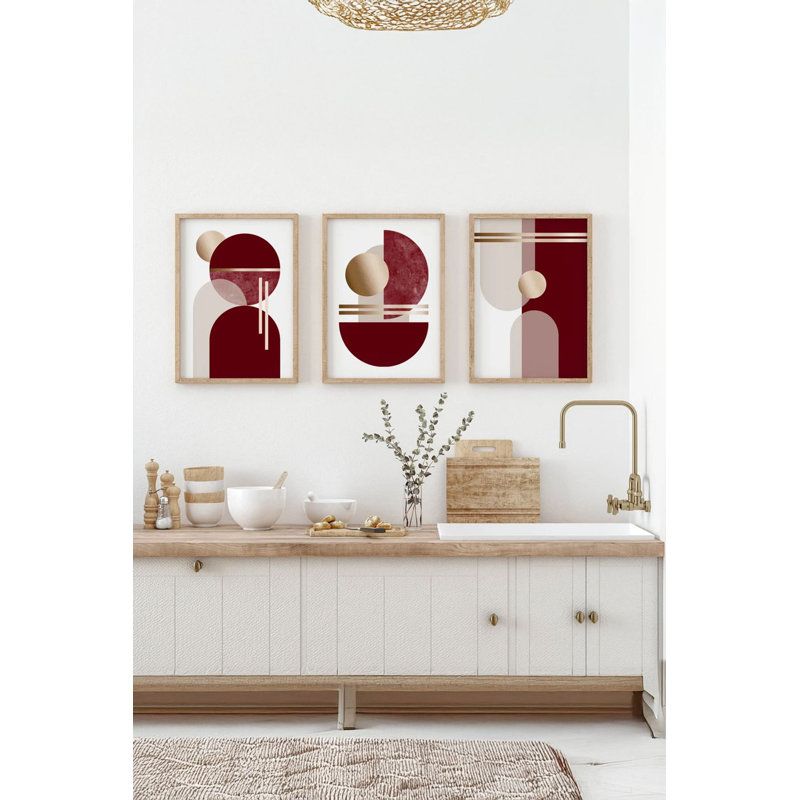 Ensemble de 3 peintures élégantes encadrées décoratives, 12,9 po x 18,9 po | Cadre 100% bois massif (épaisseur: 0,8 pouce), œuvre d'art 100% MDF | Impression numérique éclatante, parfaite pour la décoration de salon et de bureau