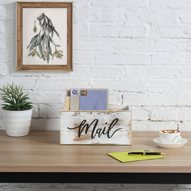 Derrek Solid Wood Paper Organizer, White