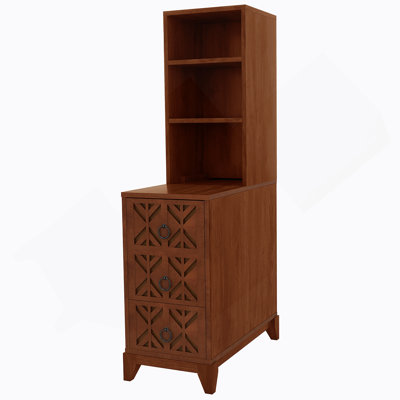 Functional End Table With Three Drawers And Two Open Shelves, Ideal For Bedroom Corners And Space - Saving Storage