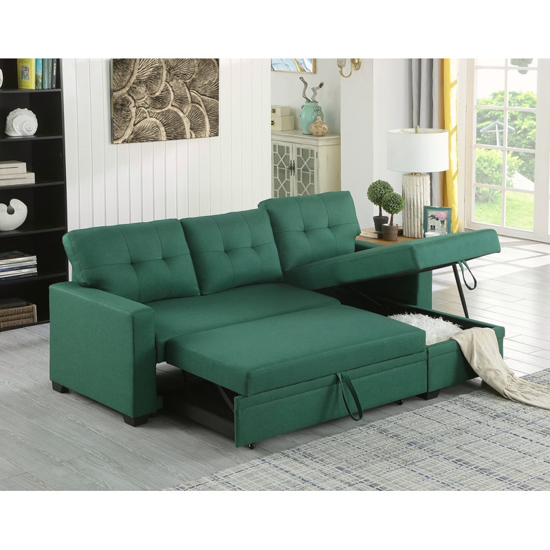 Canapé modulaire rembourré avec méridienne, Vert