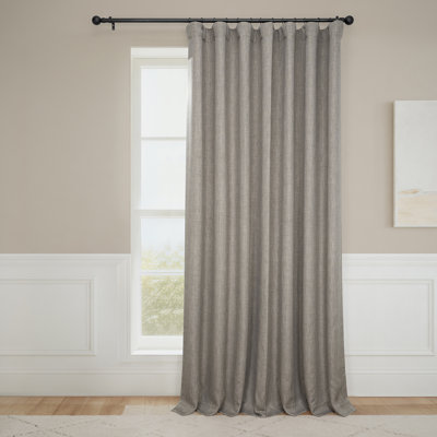 Ottis Textured Faux Linen Rod Pocket Room Darkening Curtains for Bedroom & Living Room Curtains - Single Panel Drapes