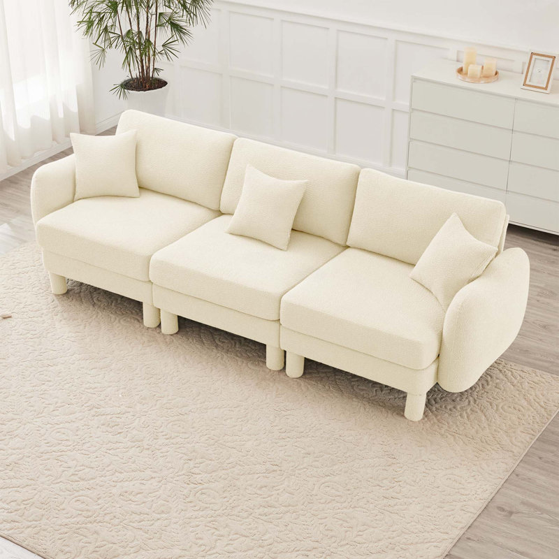Canapé 3 places en tissu Boucle, Beige