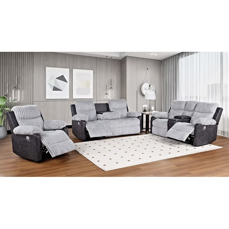 Ensemble de canapé inclinable 3 pièces Dawley, Gris
