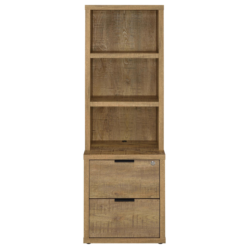 Carnahan 3-Shelf Bookcase Usb And Lockable Drawer, Mango