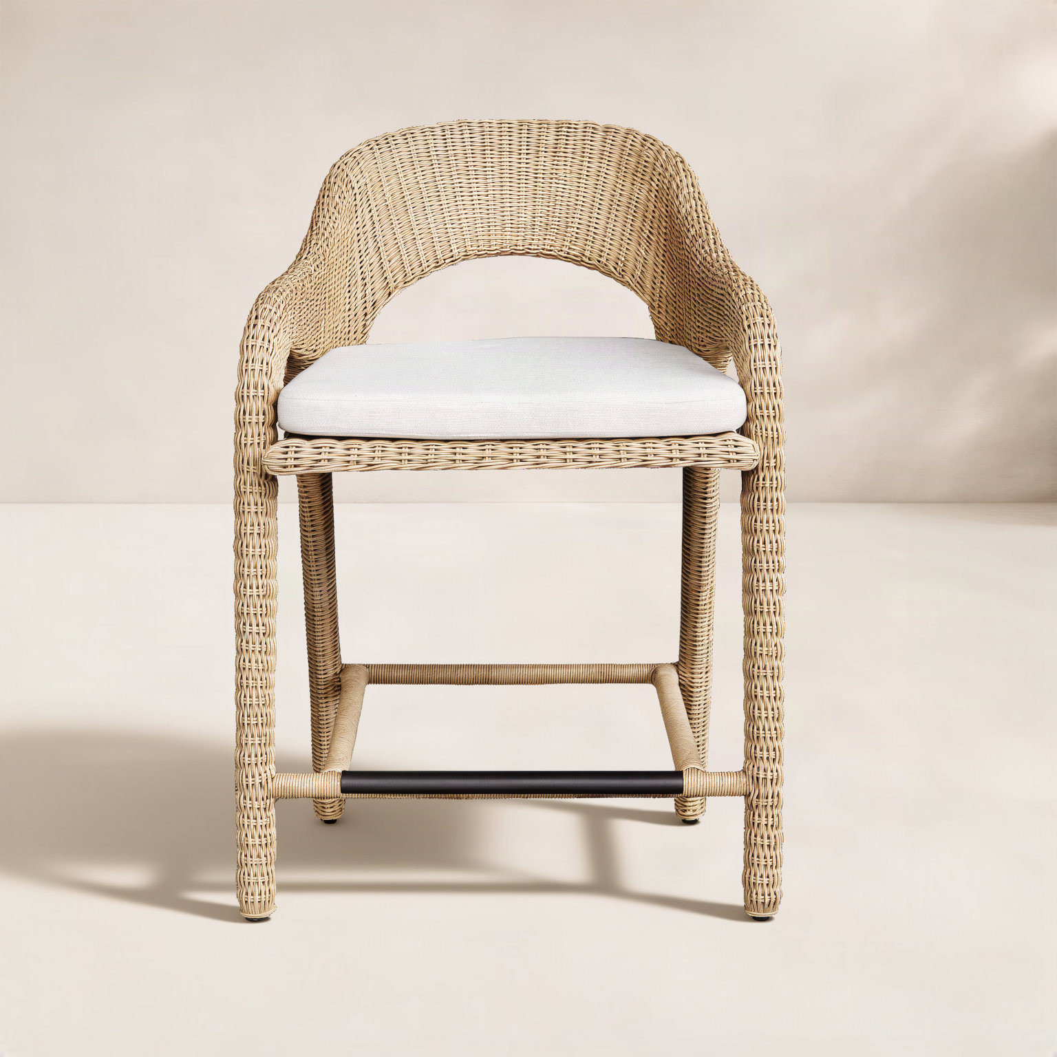 Wicker Patio Bar Stool, 23.75"
