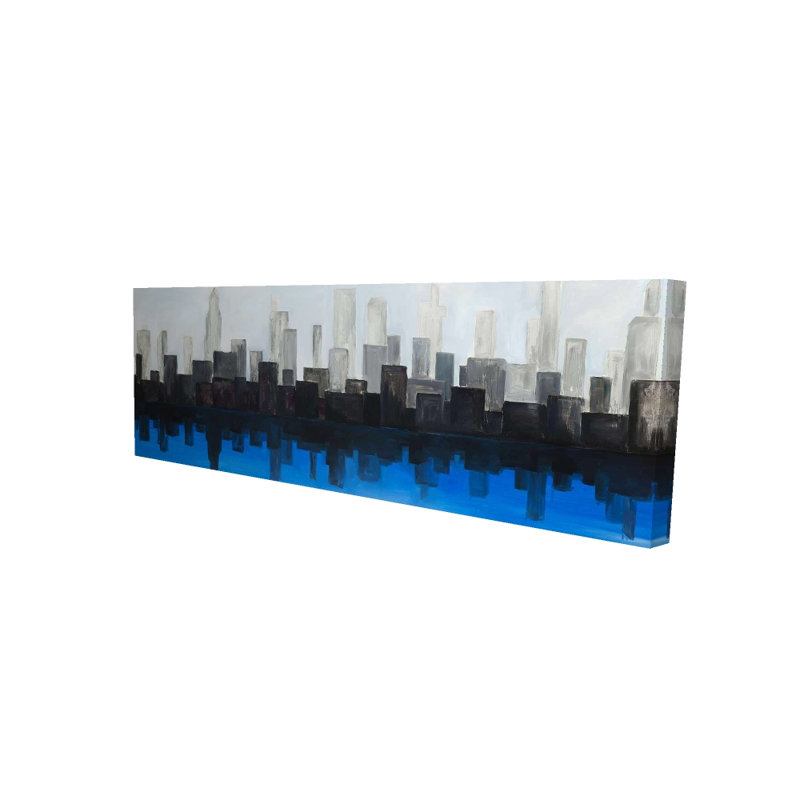 Toile bleue de construction de la ville | Art mural Home Decor, H 48 po x l 16 po