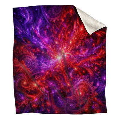 Red Fractal Art Blankets