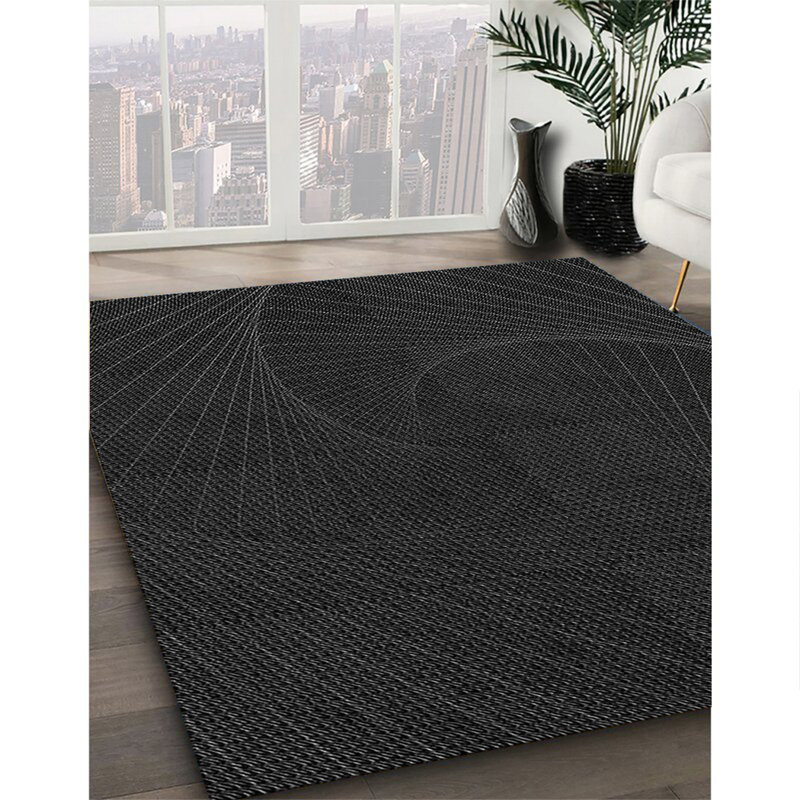 Tapis gris tissé à la machine, Rectangle 5 pi x 7 pi