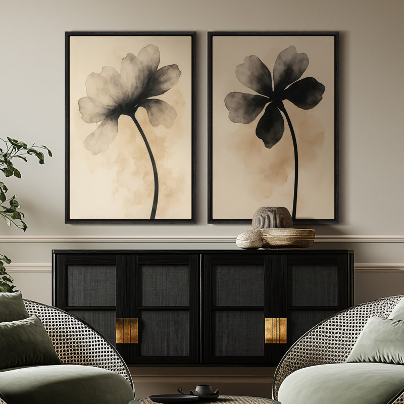 Art mural encadré sur toile, impressions murales abstraites rétro 24 "x 36", H 36 po x l 24 po, Noir