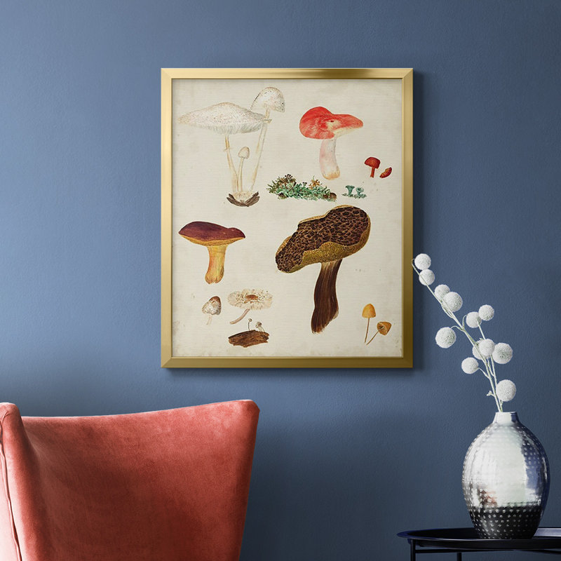 Toile encadrée de qualité supérieure champignon pré-suspendu, Or, H 20 po x l 16 po