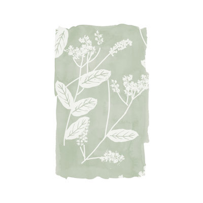 Soft Botanicals on Green - Painting Print