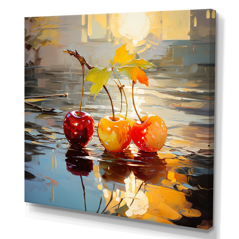 Verre rouge rouge cerise automnale - art mural cerise, Toile tendue, 36" H x 36" W