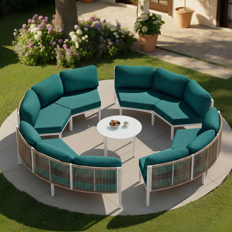Ensemble de conversation pour patio pour 8 personnes en aluminium avec table, Malachite
