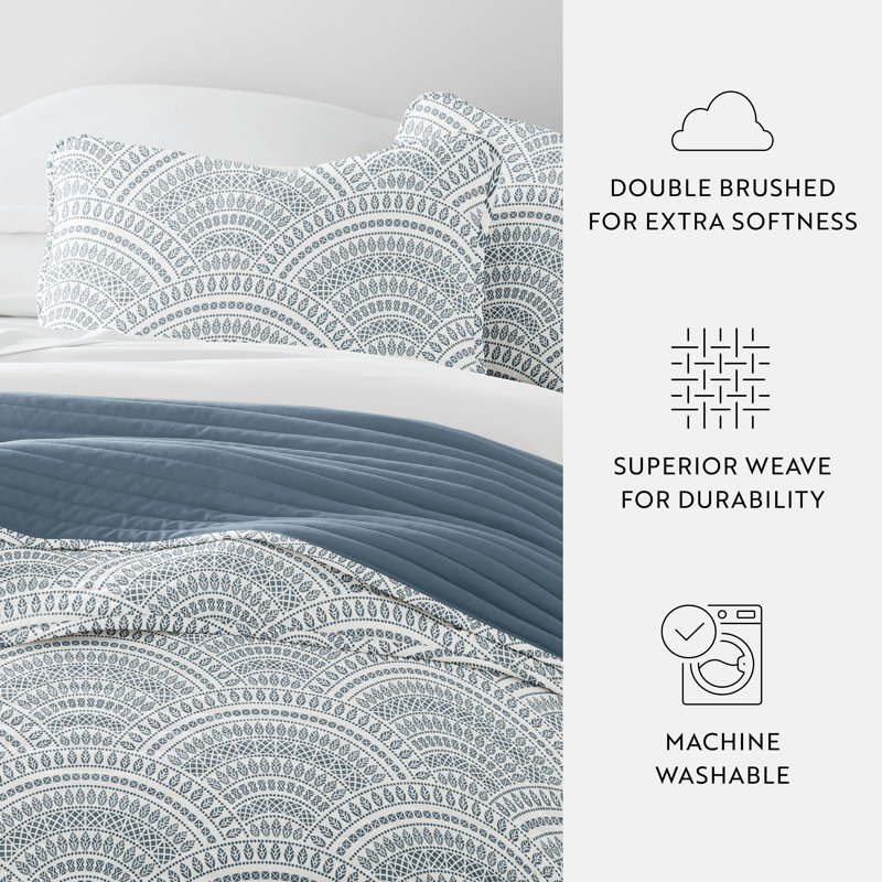 Becky Cameron Quilt, Dusk Blue, King/Cal-King Quilt + 2 King Shams