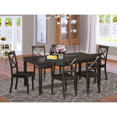 Forada 7 - Piece Rubberwood Solid Wood Dining Set -  Red Barrel StudioÂ®, F788D9E3D1A14DABB6356F63E7D502E0