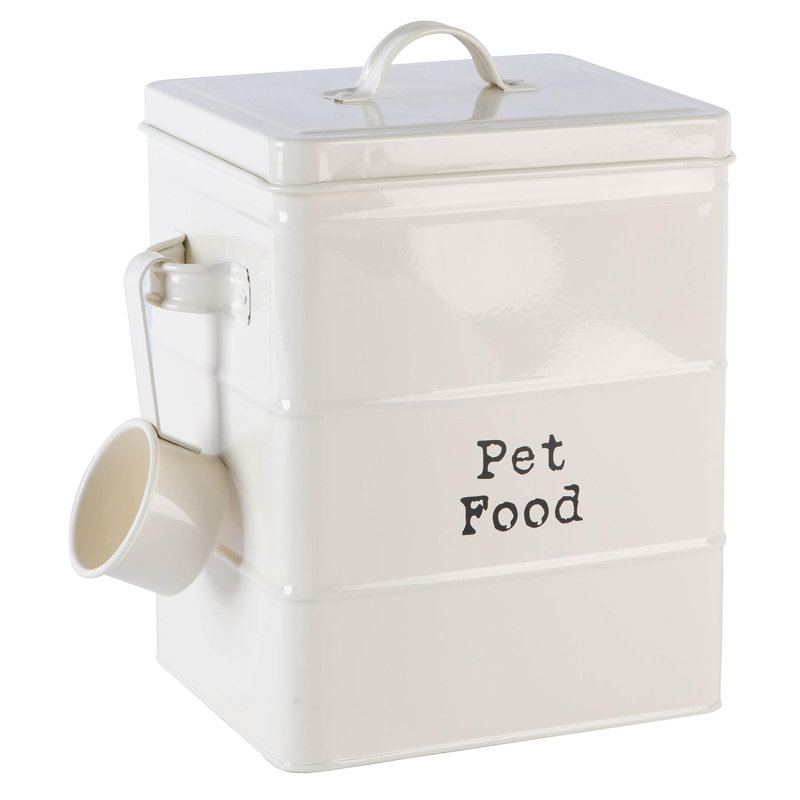 Harbour Housewares - Vintage Metal Pet Food Canister, Cream