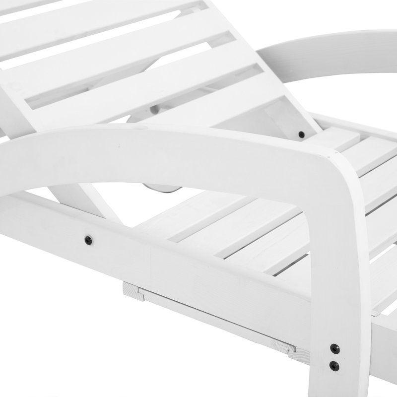 Chaise longue d'extérieur en bois massif avec roulettes, chaise de plage simple inclinable réglable pour patio / bord de mer / piscine (ensemble de 2)