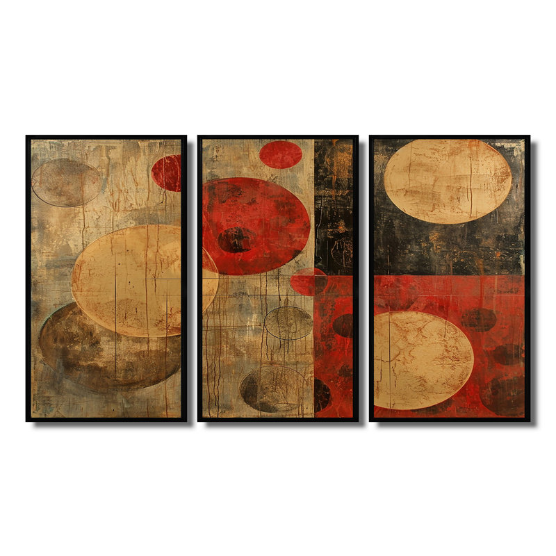 Culann - ensemble d'art mural géométrique, Cadre flottant noir, H 32 po x l 48 po x P 1 po