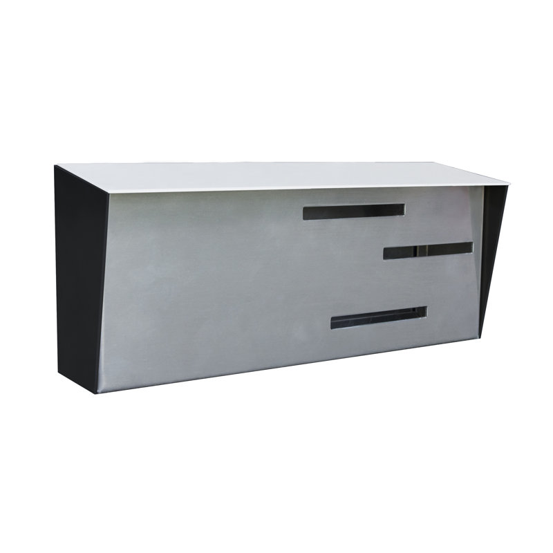 Modern Mailbox Wall Mounted Mailbox, Black/Silver/White
