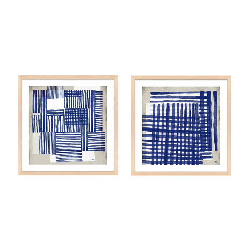 Weaving Painting by Marco Marella For Studio M, Maple Framed, 16" W x 16" H 