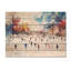 Patinoire I - paysage d'hiver, impression sur bois bleu sur bois de pin naturel-1188592283