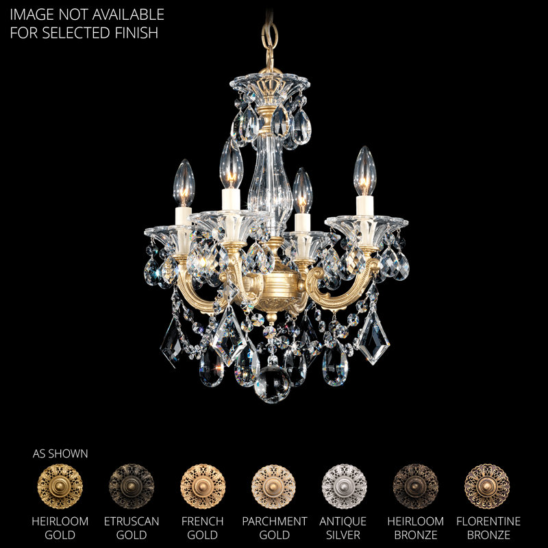 La Scala 4 - Light Glass Chandelier, Antique Silver / Handcut Clear