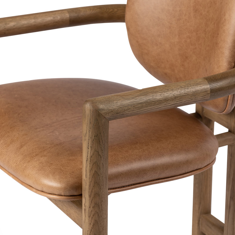 Madeira Upholstered Arm Chair, Brown, Brown