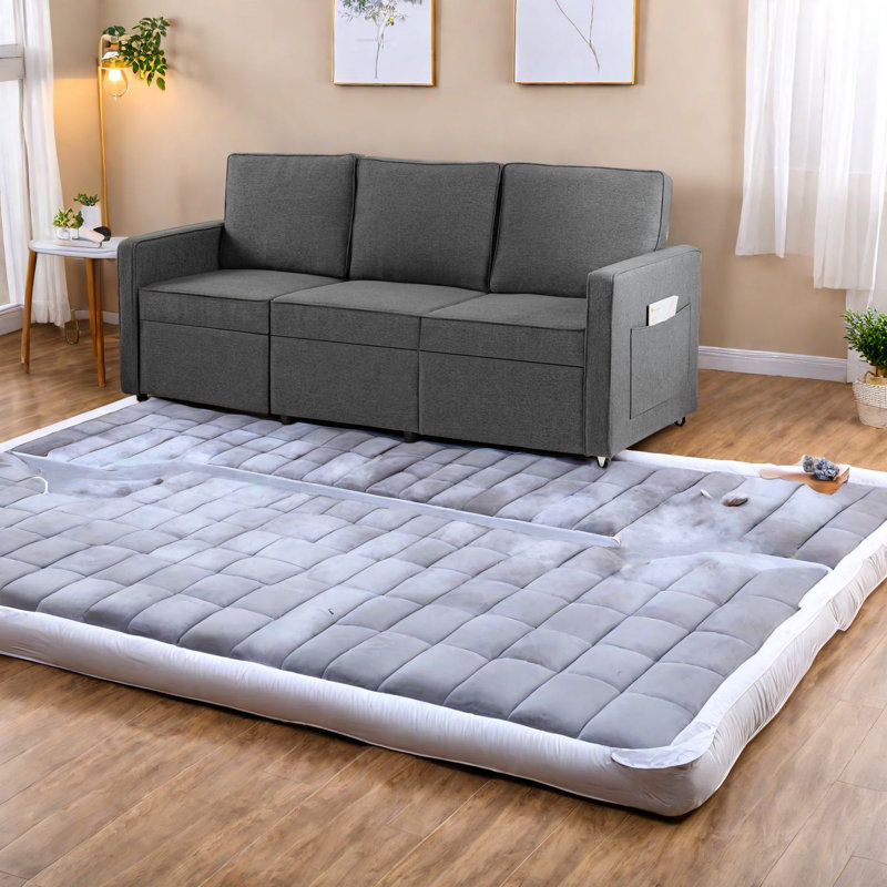 Canapé en lin moderne et peu encombrant, canapé extensible pour la famille et les petits espaces