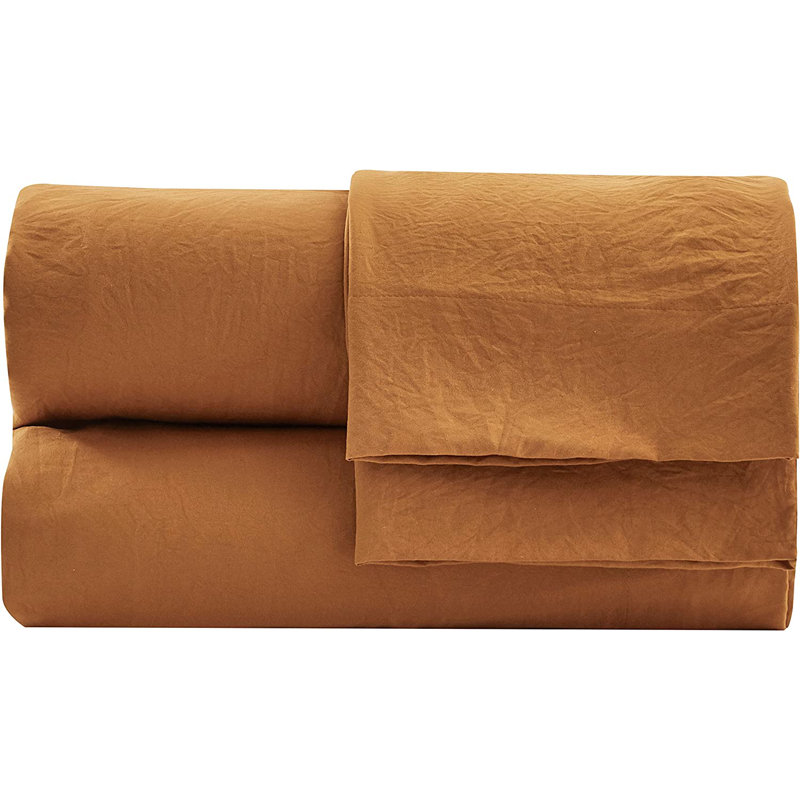 Washed Microfiber Bedding Microfiber Sheet Set, Queen Sheet Set + Fitted Sheet + 2 Pillowcases, Spice
