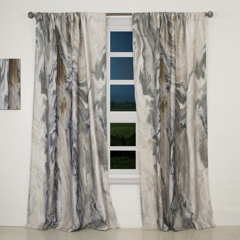 Onyx detail Composition - Mid-Century Velvet Curtain - Room darkening - 1 panel, 52"W x 95"L