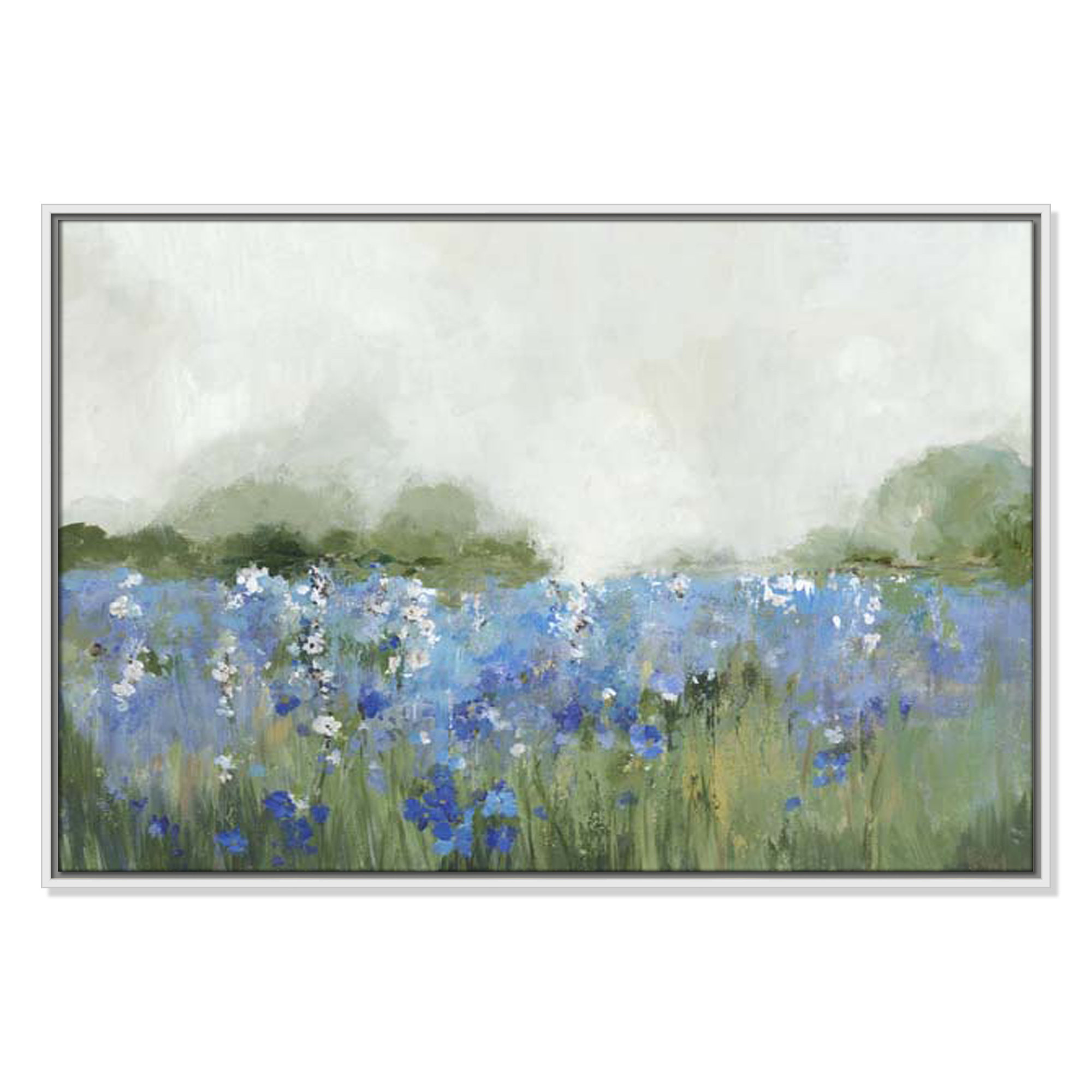 Meadows Bluebells Field by Allison Pearce, White Framed, 25.5" H x 37.5" W x 2" D