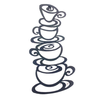 Coffee And Tea Cup Tower Metal Wall Décor