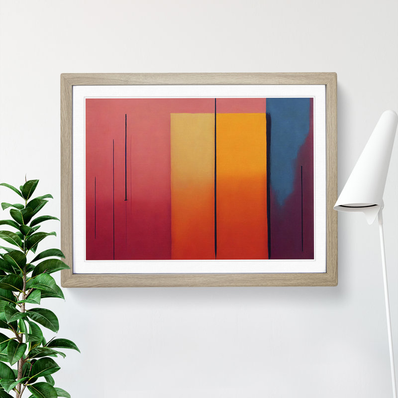 Modern Art Abstract Painting - Framed Print, 46cm H x 64cm W, Oak Framed