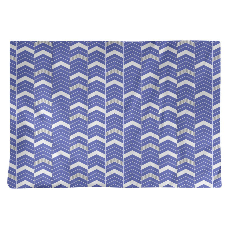 Récapitulatif à chevrons 18" lineed Stephenie, Bleu / Gris, Coton