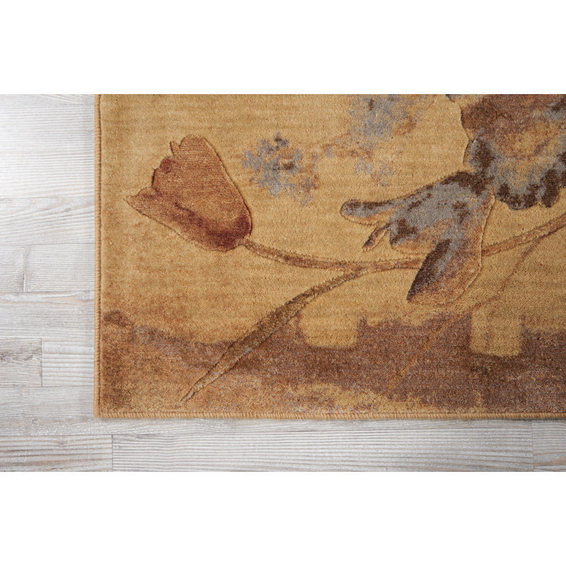 Tapis beige à motif floral Arnim, Rectangle 9 pi 6 po x 13 pi