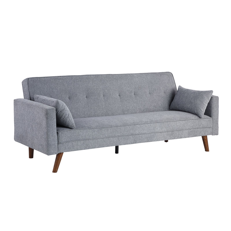 Canapé-lit convertible moderne gris 84 po avec structure en bois d'orme, Gris