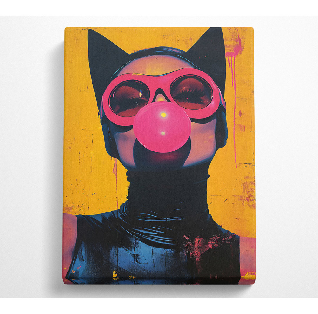 Bubblegum Cat Lady - Kunstdrucke auf Leinwand - Wrapped Canvas