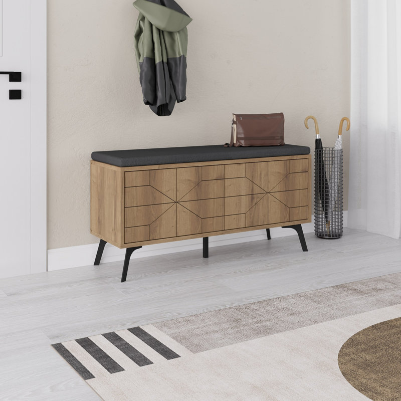 Modern Shoe Cabinet with Soft-Close Hinges, Brown, 42.1 x 21.7 x 13.8 Inches | 100% Melamine Coated Particle Board & 100% Polyester Fabric | Metal Legs, 15 in Height, Weight Capacity: 176 Lbs | Scandinavian Design, Stylish & Functional