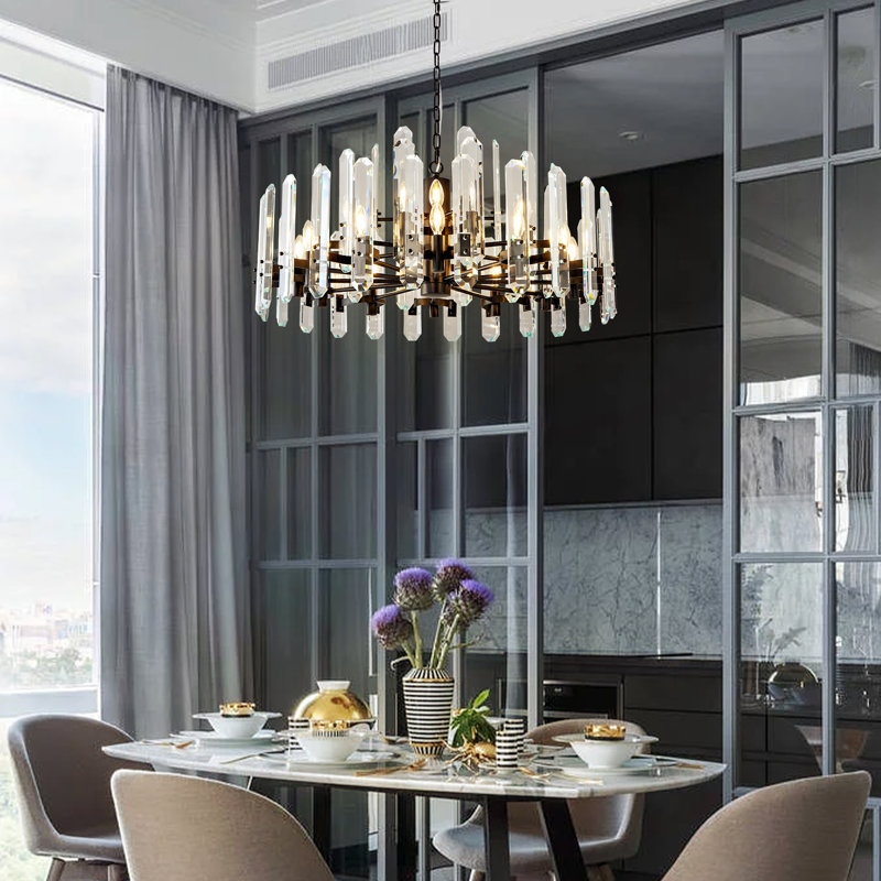 Modern Luxury Crystal Chandelier , Satin Black